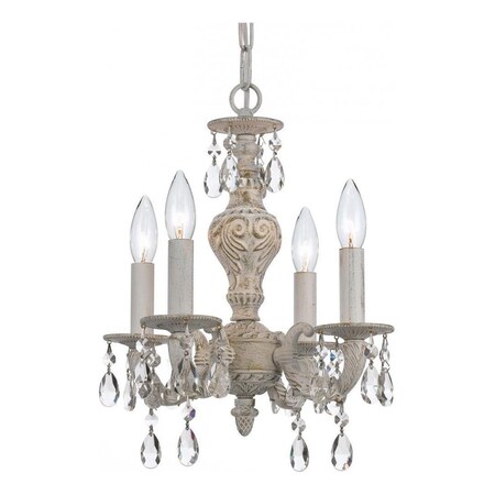 Crystorama Four Light Antique White Up Mini Chandelier 5024-AW-CL-S